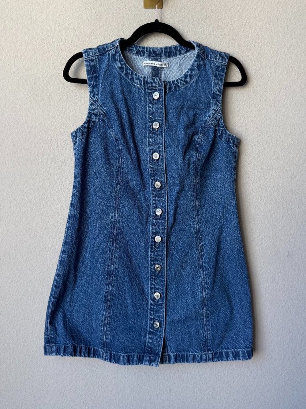Abercrombie & Fitch Denim Button Front Mini Dress Size MP - Picture 2 of 5
